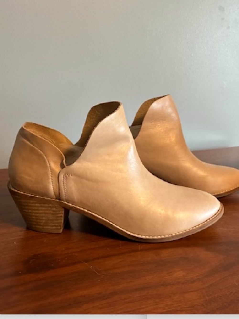 Champagne color leather boots